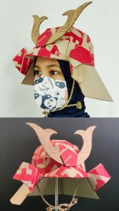 Helm Samurai Kabuto Tradisional dari kardus