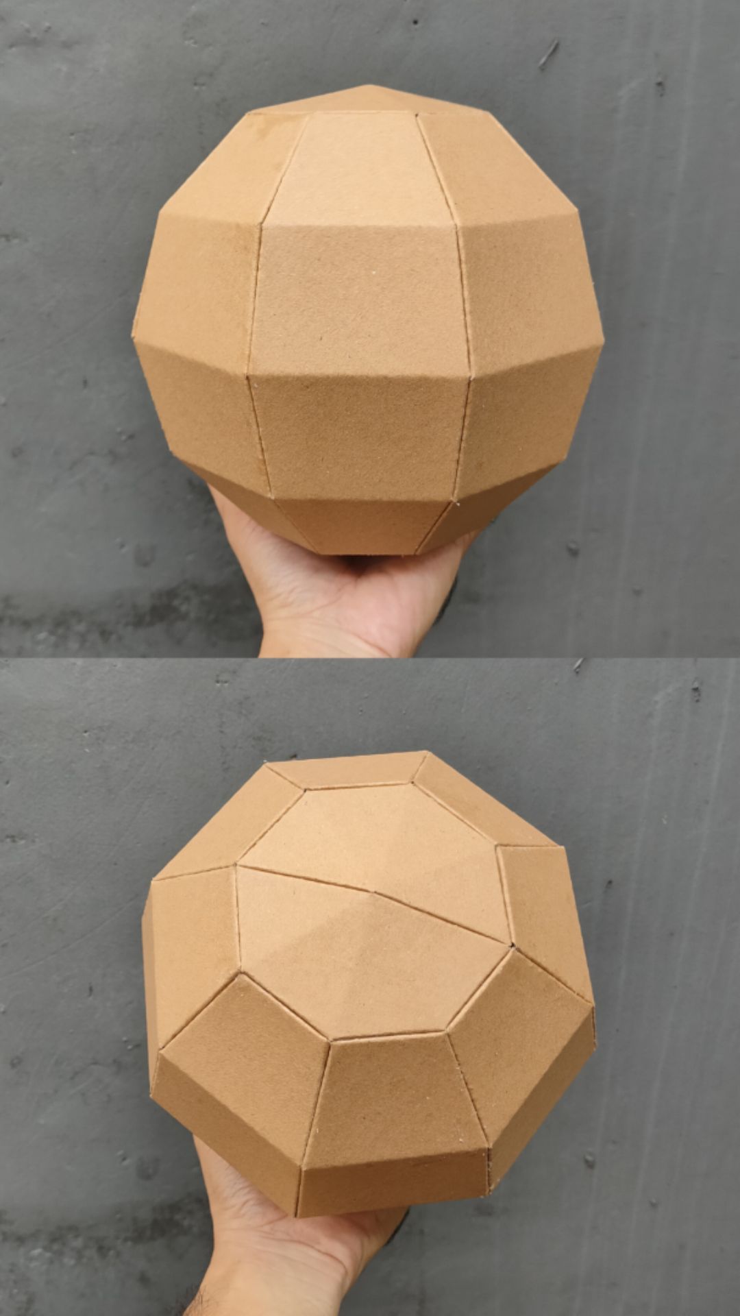 Bola low poly dari kardus