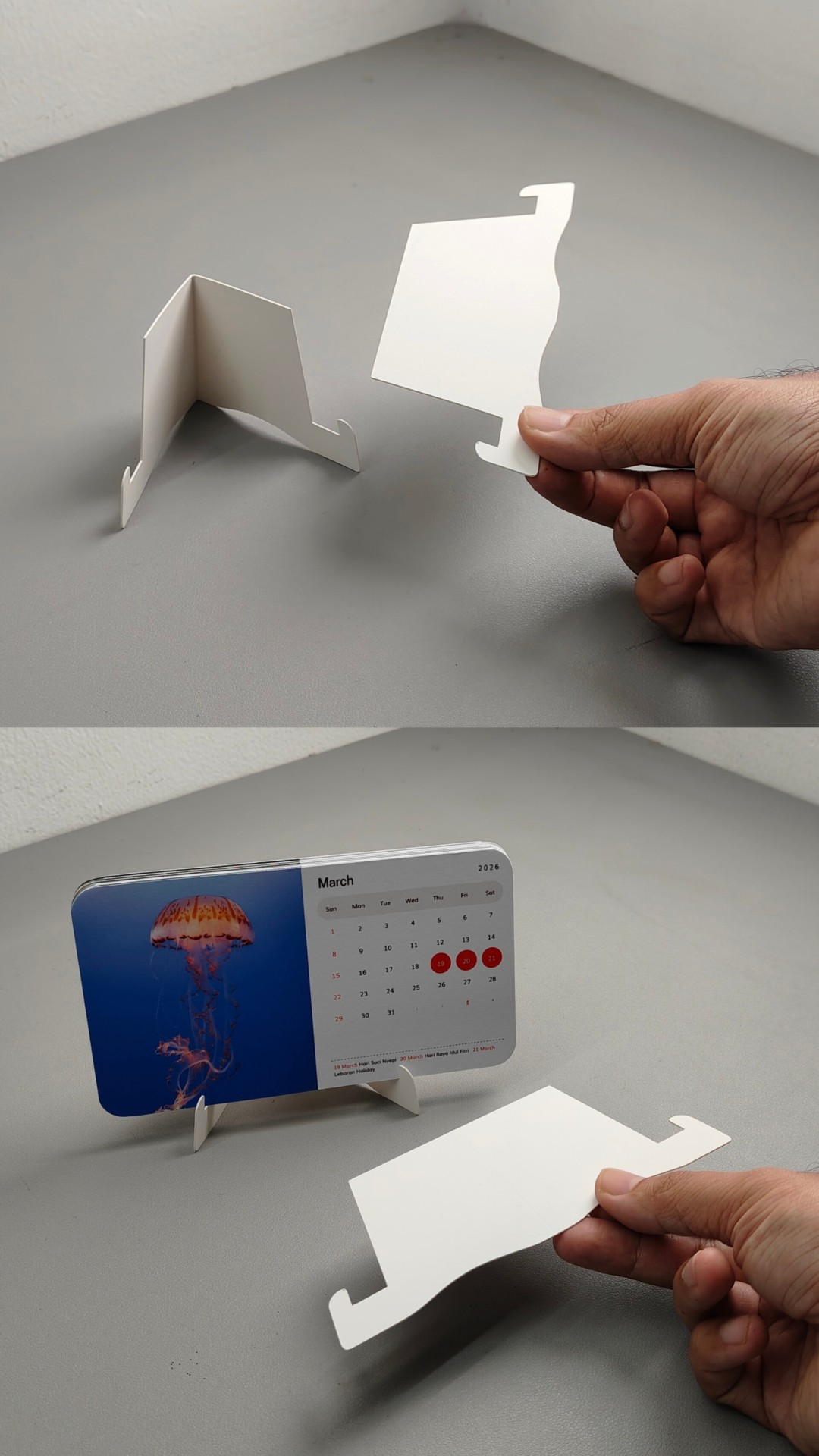 Stand Kartu atau kalender simple tanpa lem dari kardus