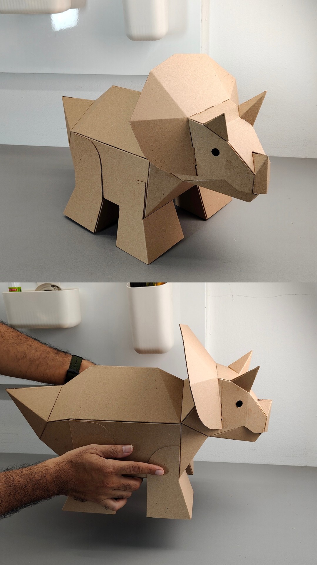 Triceratops Dino Full-body dari kardus