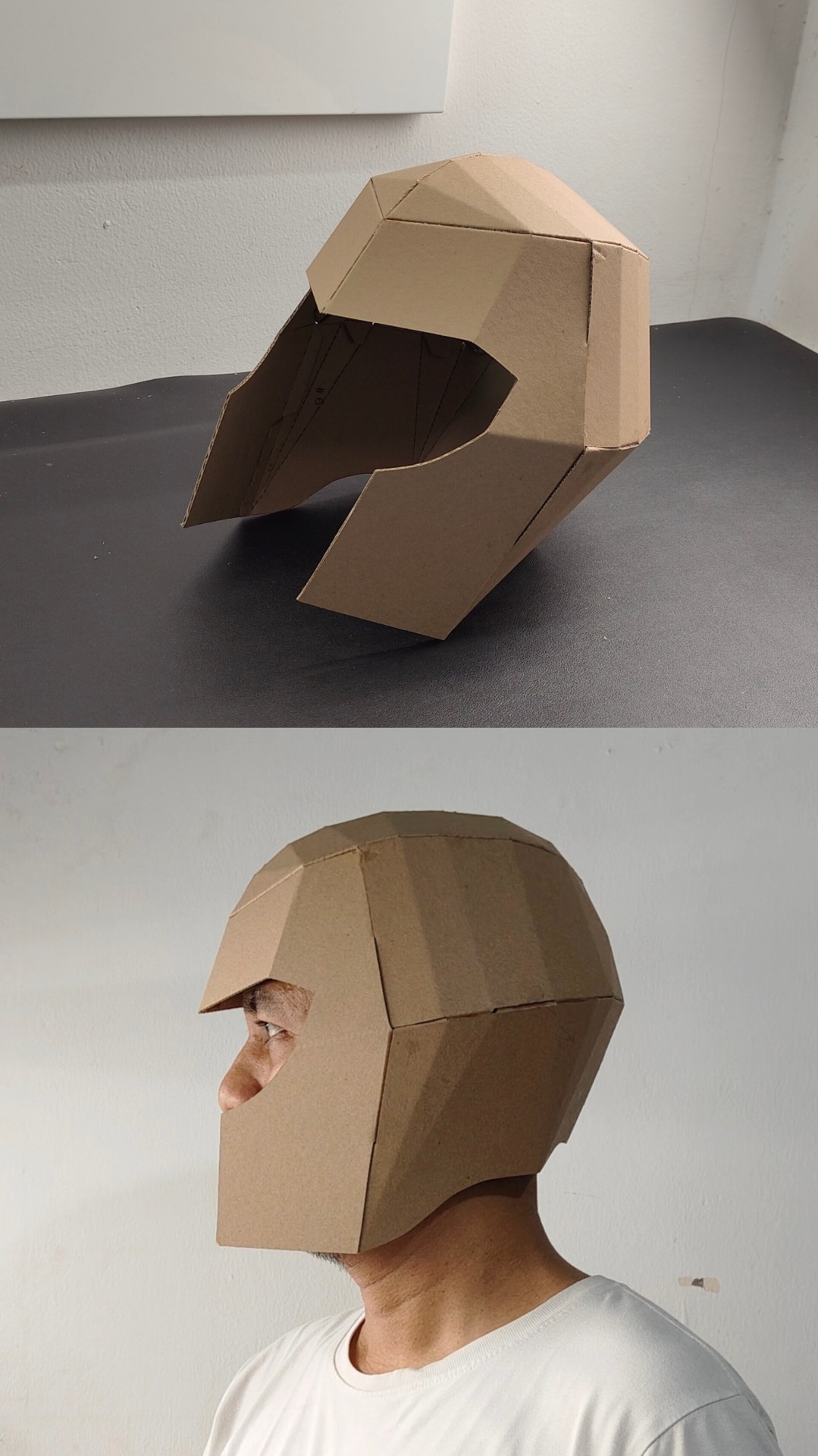 cardboard Superhero helmet with rounded style shape
